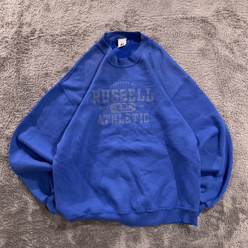 Russell Athletic Vintage Royal Blue Graphic Crewneck Sweatshirt Mens Large
